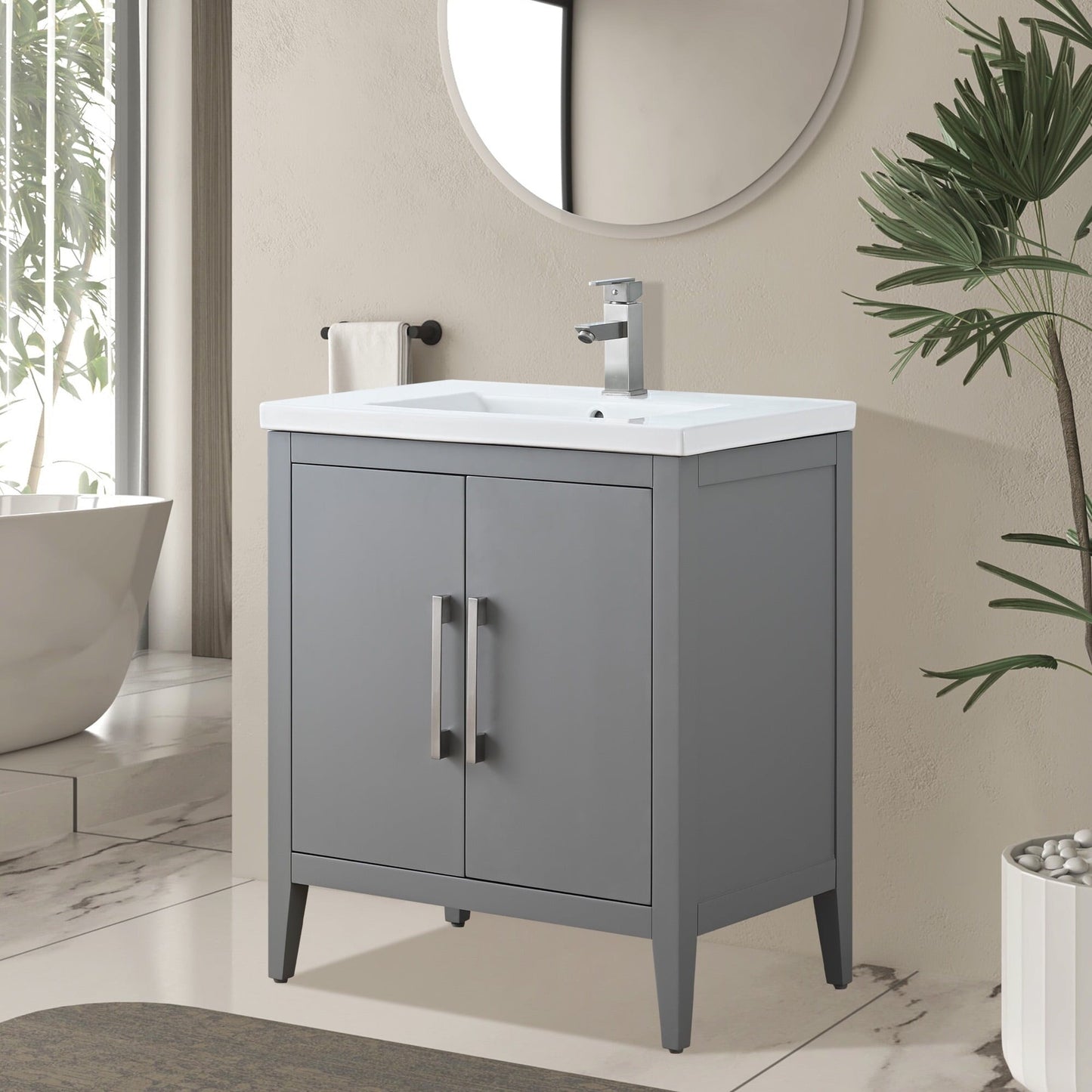 Mobiletto per lavabo da bagno Vanity Art 20 o 24 o 30 con piano in ceramica