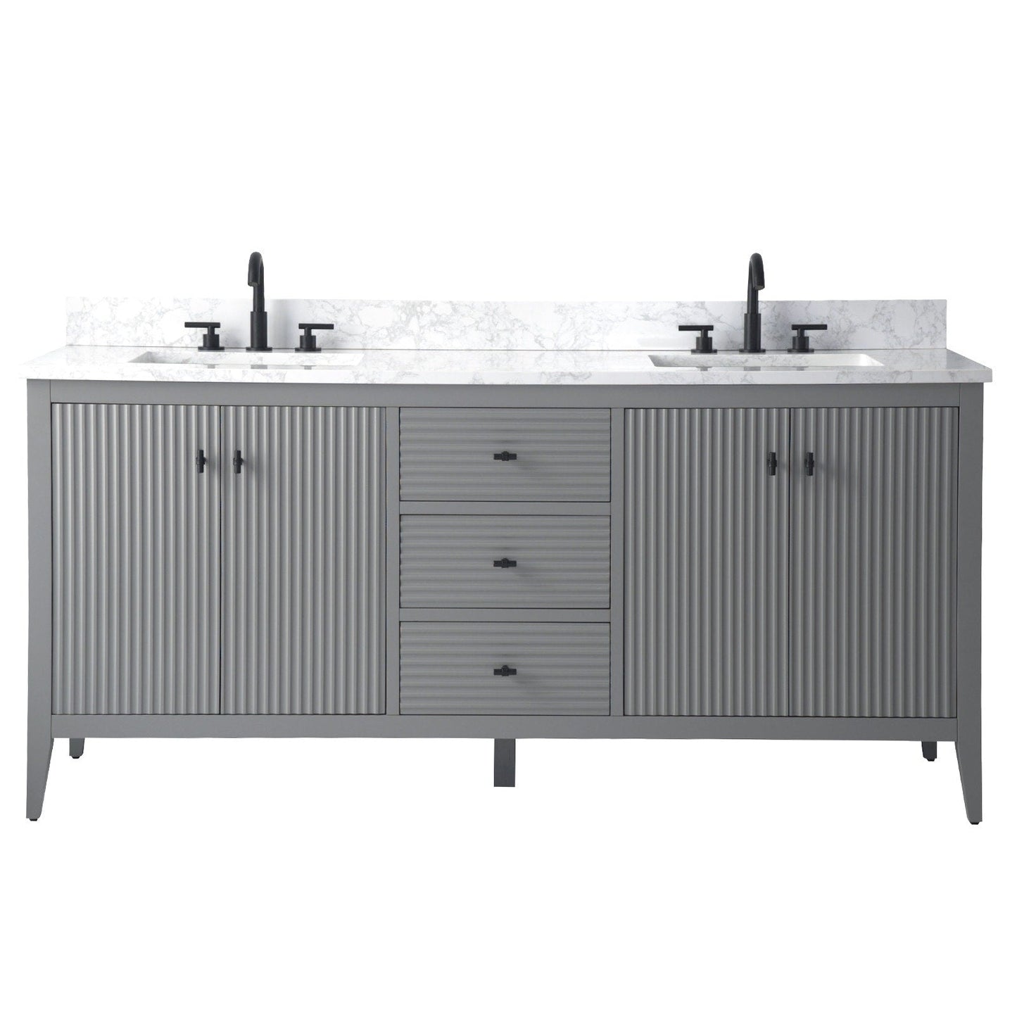 Mobiletto per lavabo da bagno Vanity Art 72 con doppio lavabo e piano in marmo ingegnerizzato