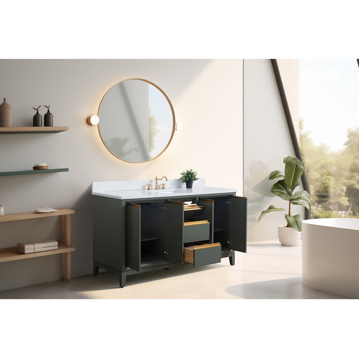 Mobile bagno Vanity Art con lavabo in ceramica e piano in marmo ingegnerizzato