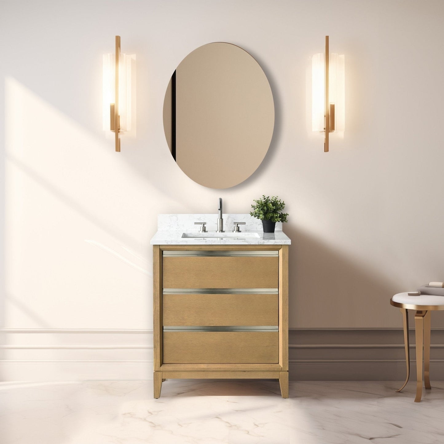 Mobile bagno Vanity Art con lavabo in ceramica e piano in marmo ingegnerizzato