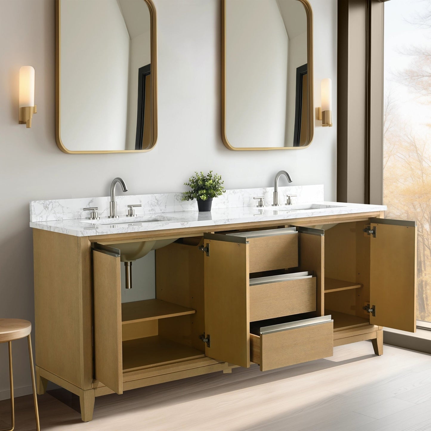 Mobile bagno Vanity Art con lavabo in ceramica e piano in marmo ingegnerizzato