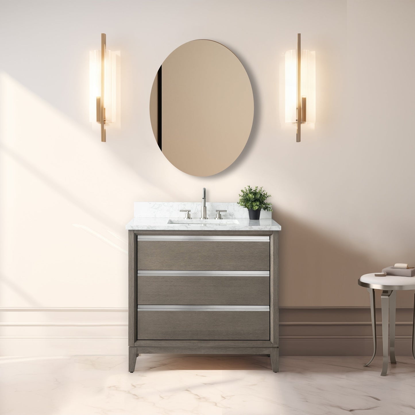Mobile bagno Vanity Art con lavabo in ceramica e piano in marmo ingegnerizzato