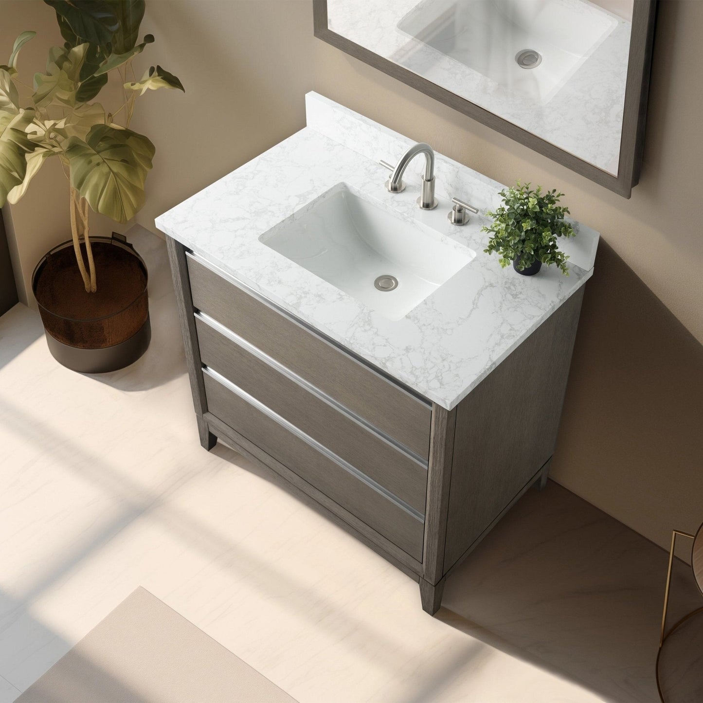 Mobile bagno Vanity Art con lavabo in ceramica e piano in marmo ingegnerizzato