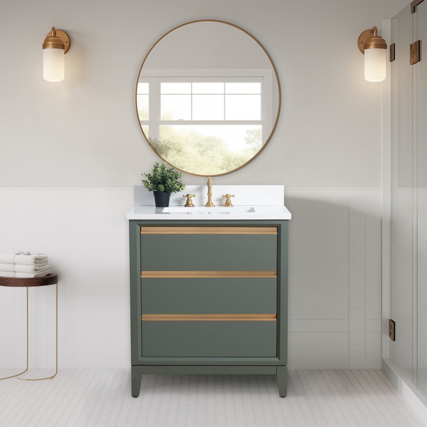Mobile bagno Vanity Art con lavabo in ceramica e piano in marmo ingegnerizzato