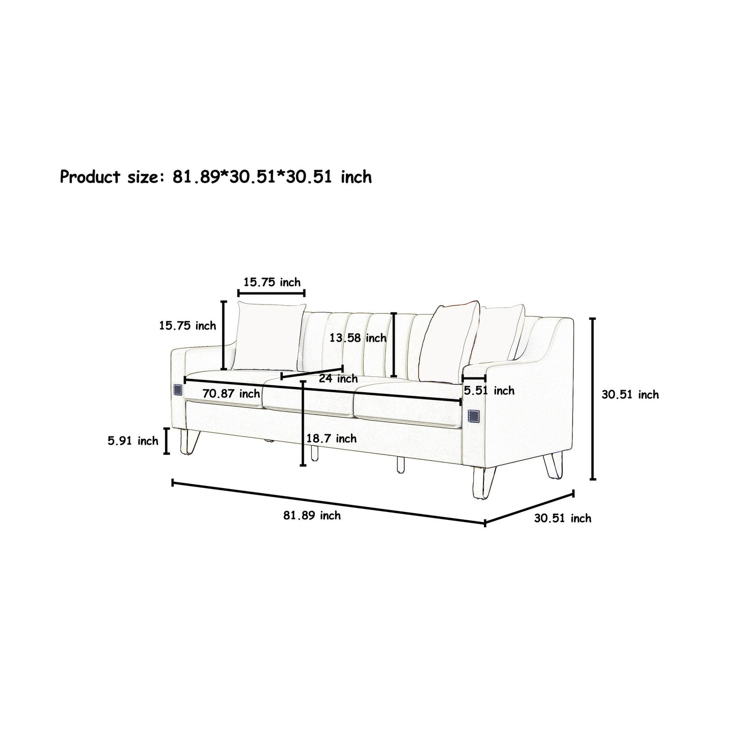 Divano a 3 posti in velluto con dettagli dorati