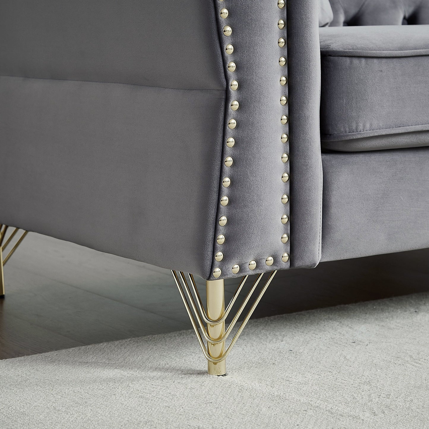 Divano a 3 posti in velluto con divano capitonné