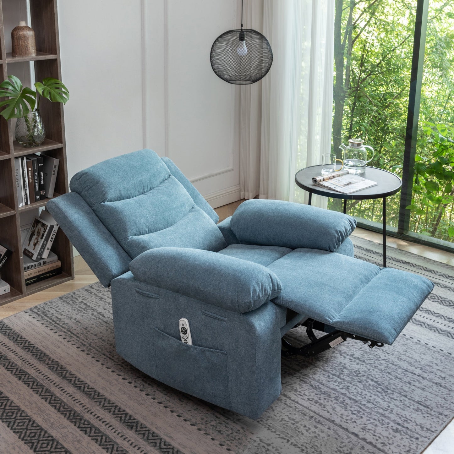 Poltrona reclinabile elettrica con funzione di massaggio regolabile in velluto e sistema di riscaldamento