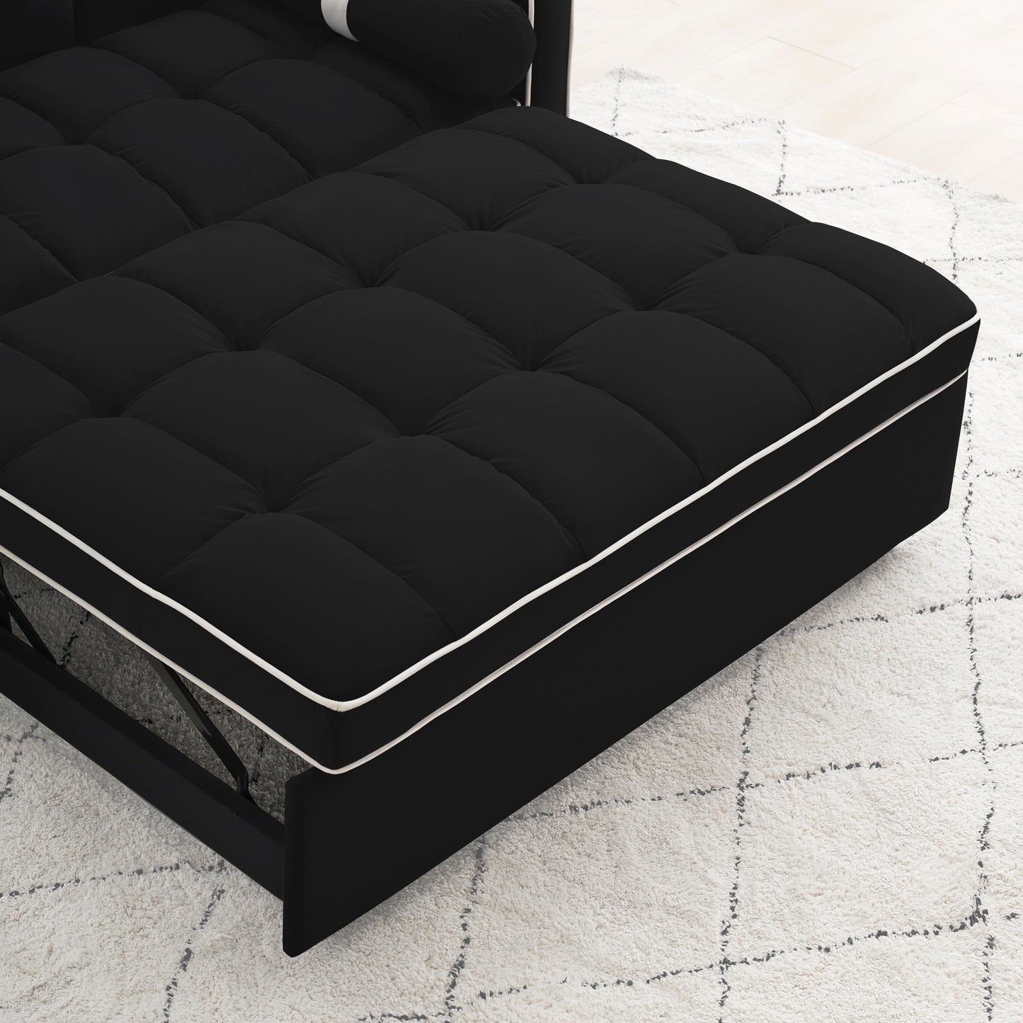 Divano letto convertibile in velluto da 55'' a 2 posti con letto estraibile, reclinazione regolabile, tasche laterali e porta telefono