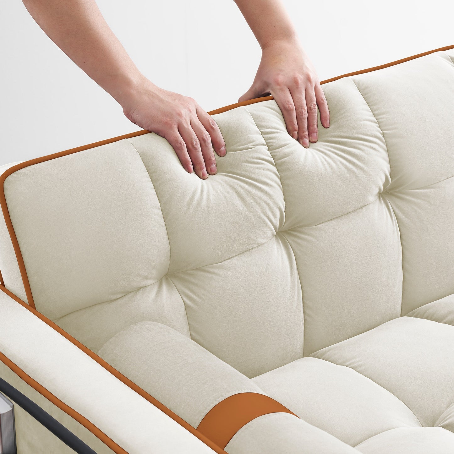 Divano letto convertibile in velluto da 55'' a 2 posti con letto estraibile, reclinazione regolabile, tasche laterali e porta telefono