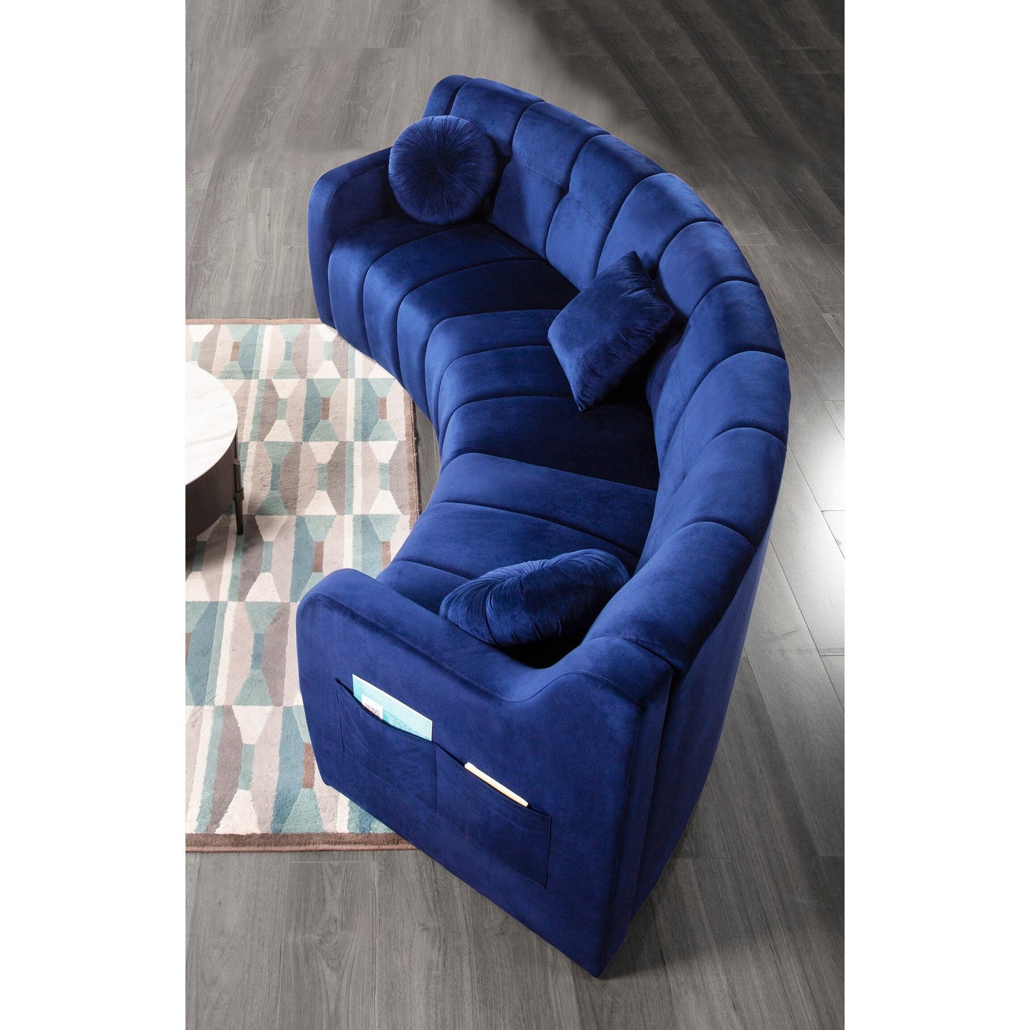 Divano modulare da pavimento simmetrico curvo senza gambe in velluto - 127