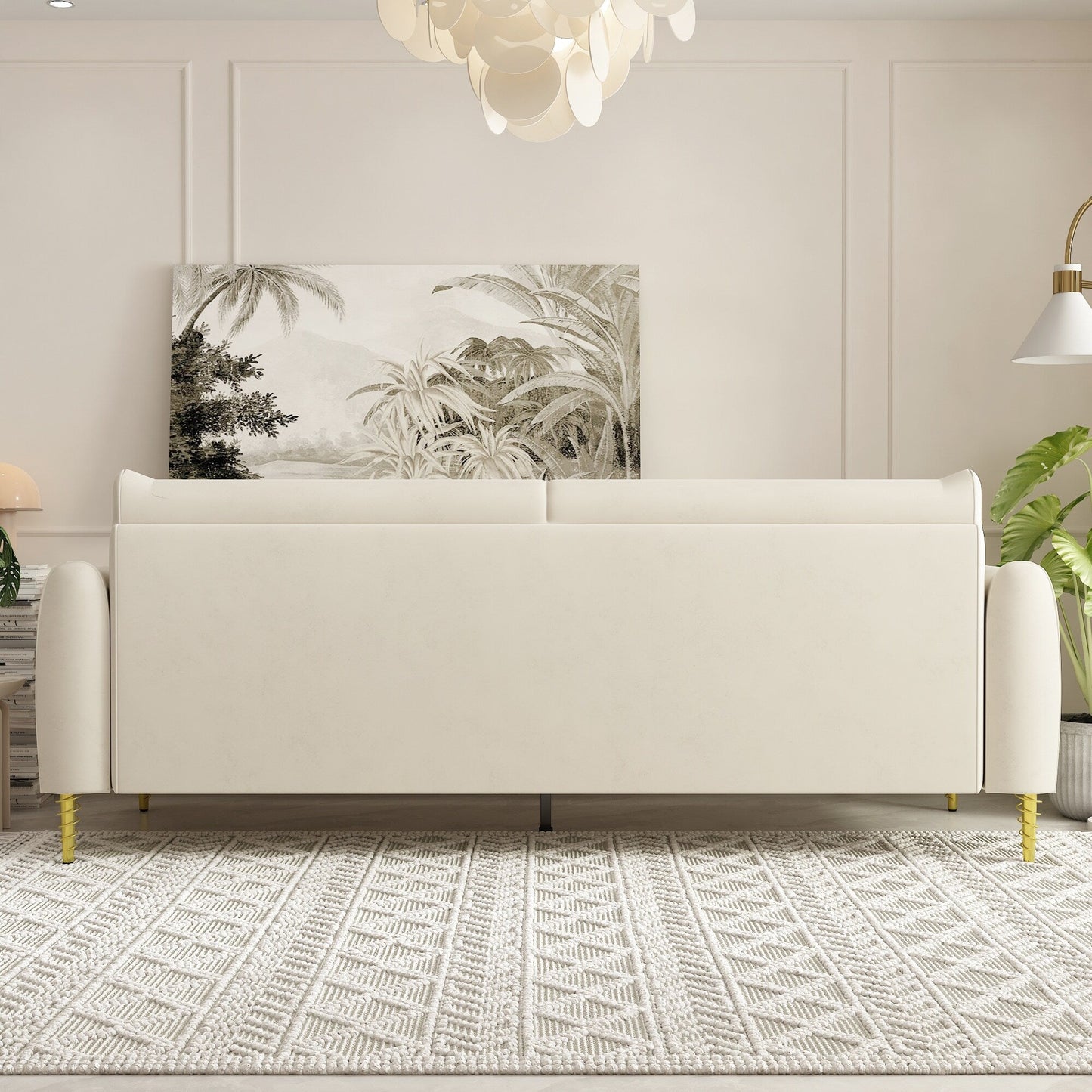 Divano a due posti in velluto con gambe dorate