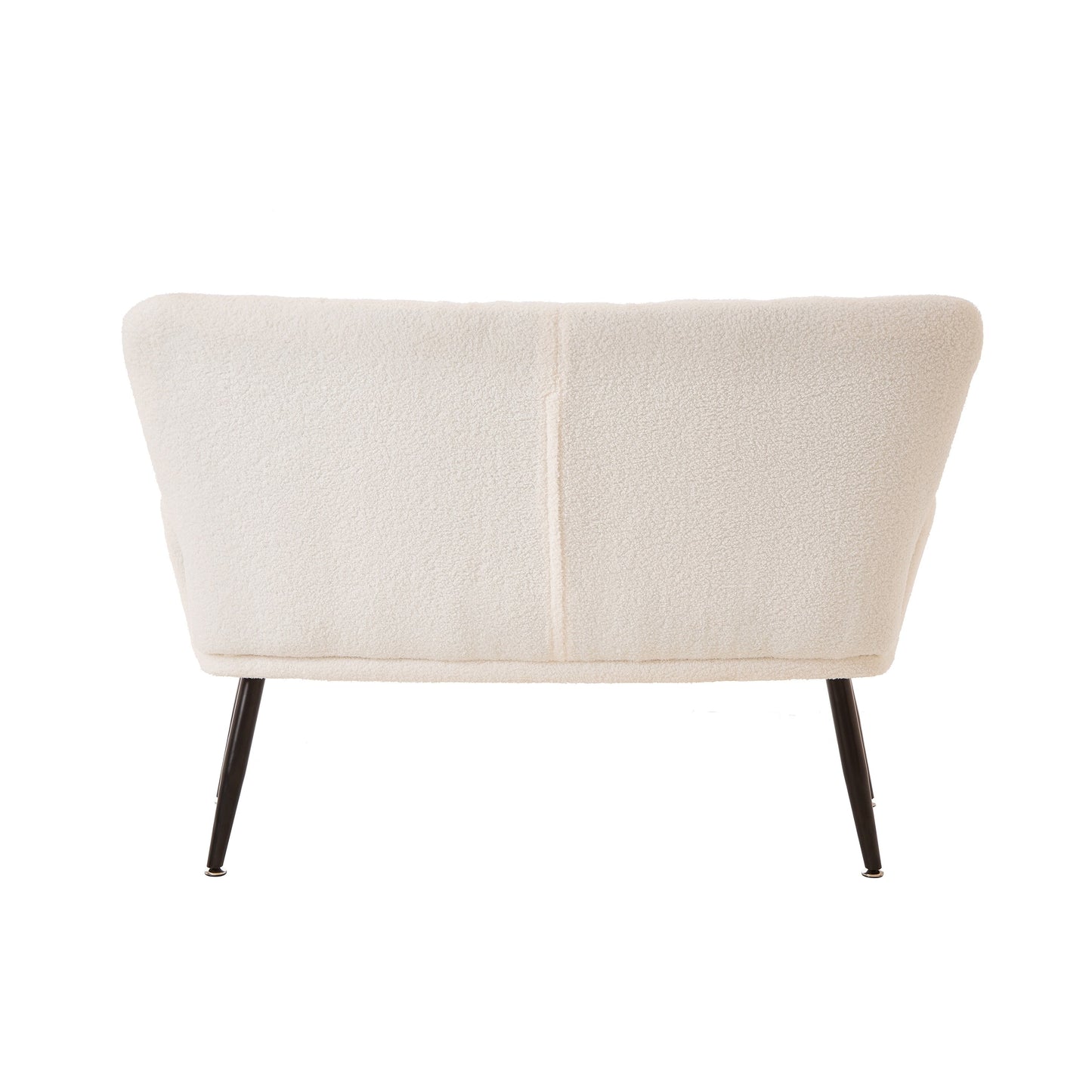 Divano a due posti Teddy bianco da 52 pollici con schienali trapuntati e struttura in legno massello per il soggiorno.