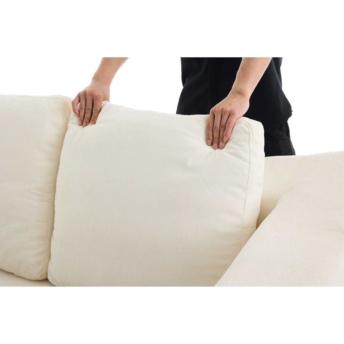 Divano letto trasformabile in ciniglia, moderno e minimalista, bianco, 70,87, con schienale rimovibile per soggiorno