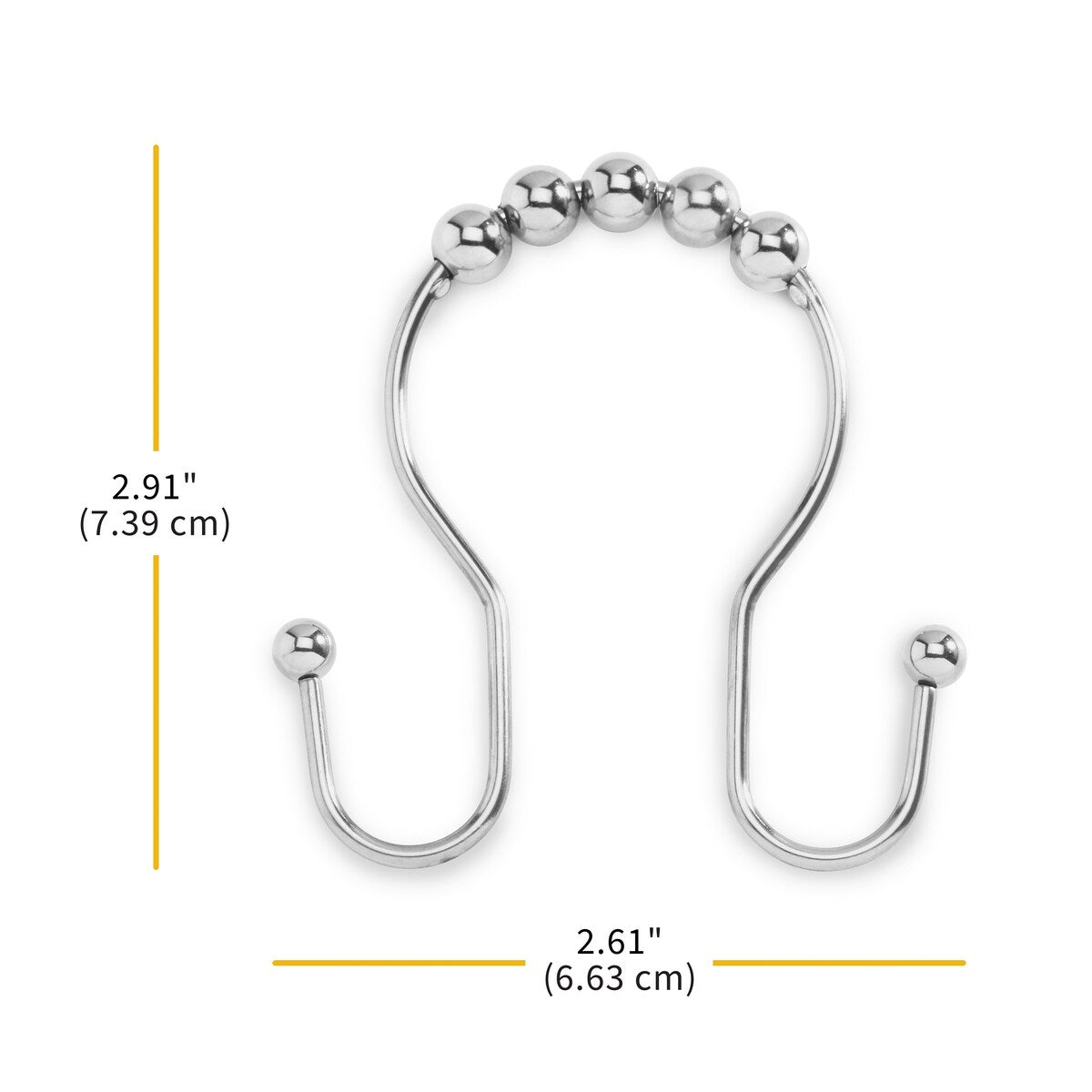 Ganci per doccia Whitmor antiruggine in acciaio inox bifacciali, set da 12 - Argento
