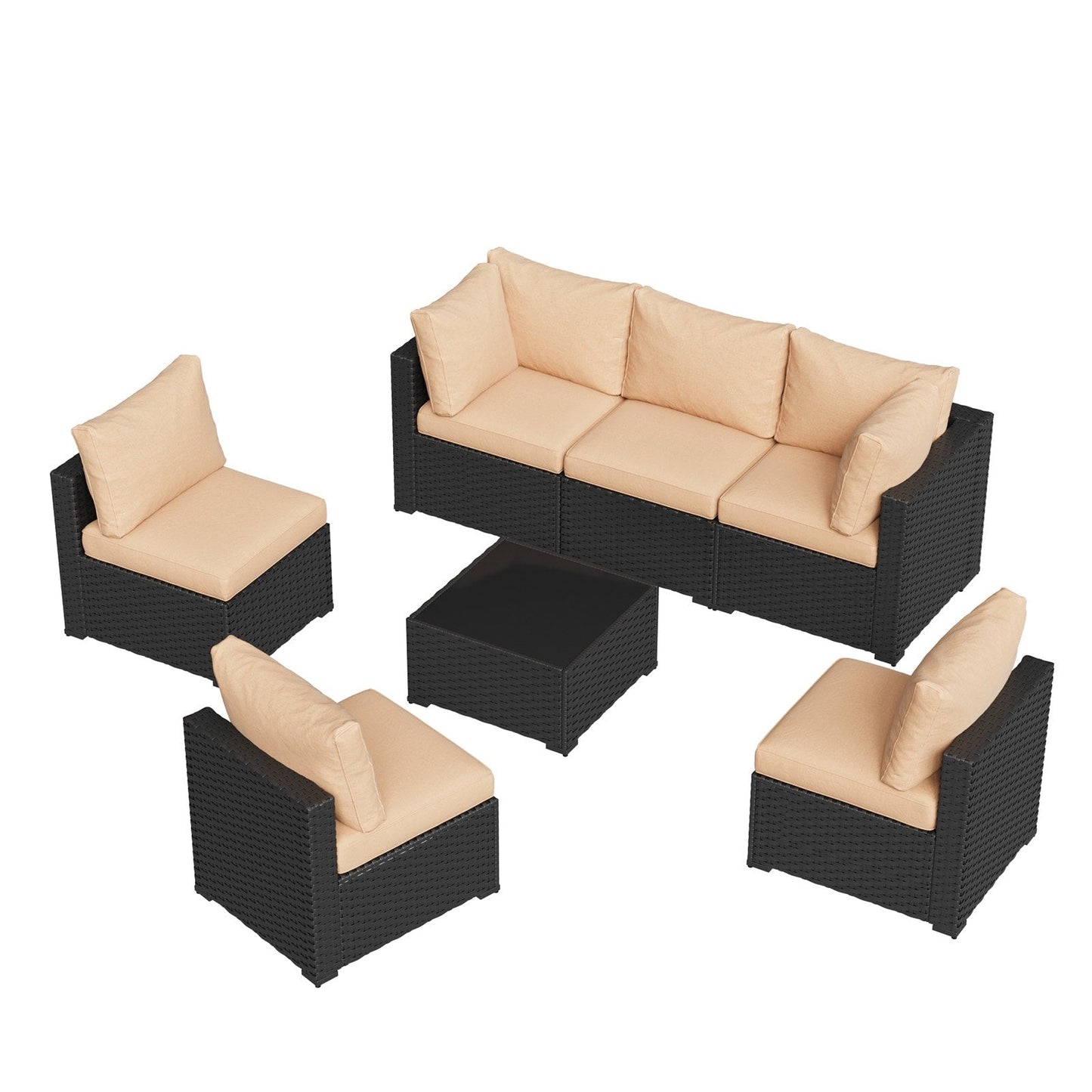 Set di divani componibili in vimini e rattan per patio