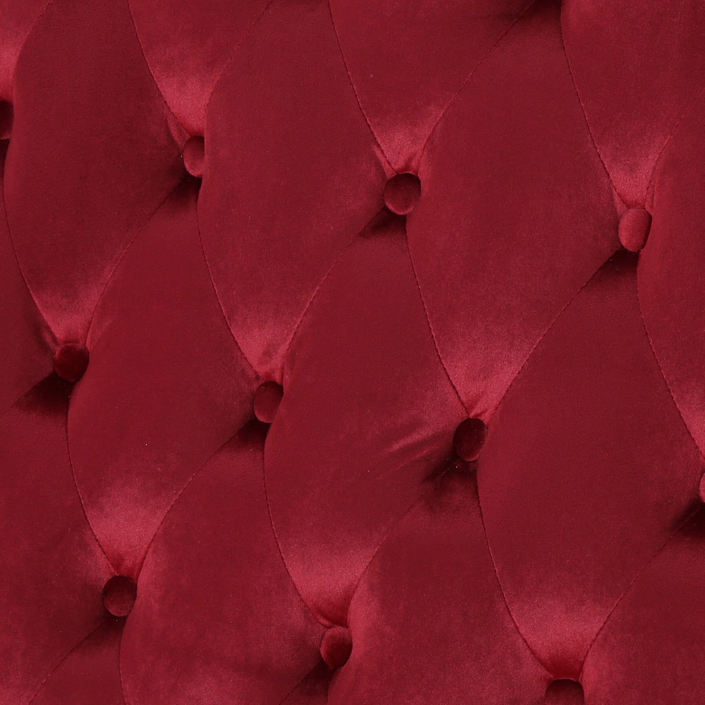 Divano a due posti con schienale alto e bottoni trapuntati in velluto rosso vino