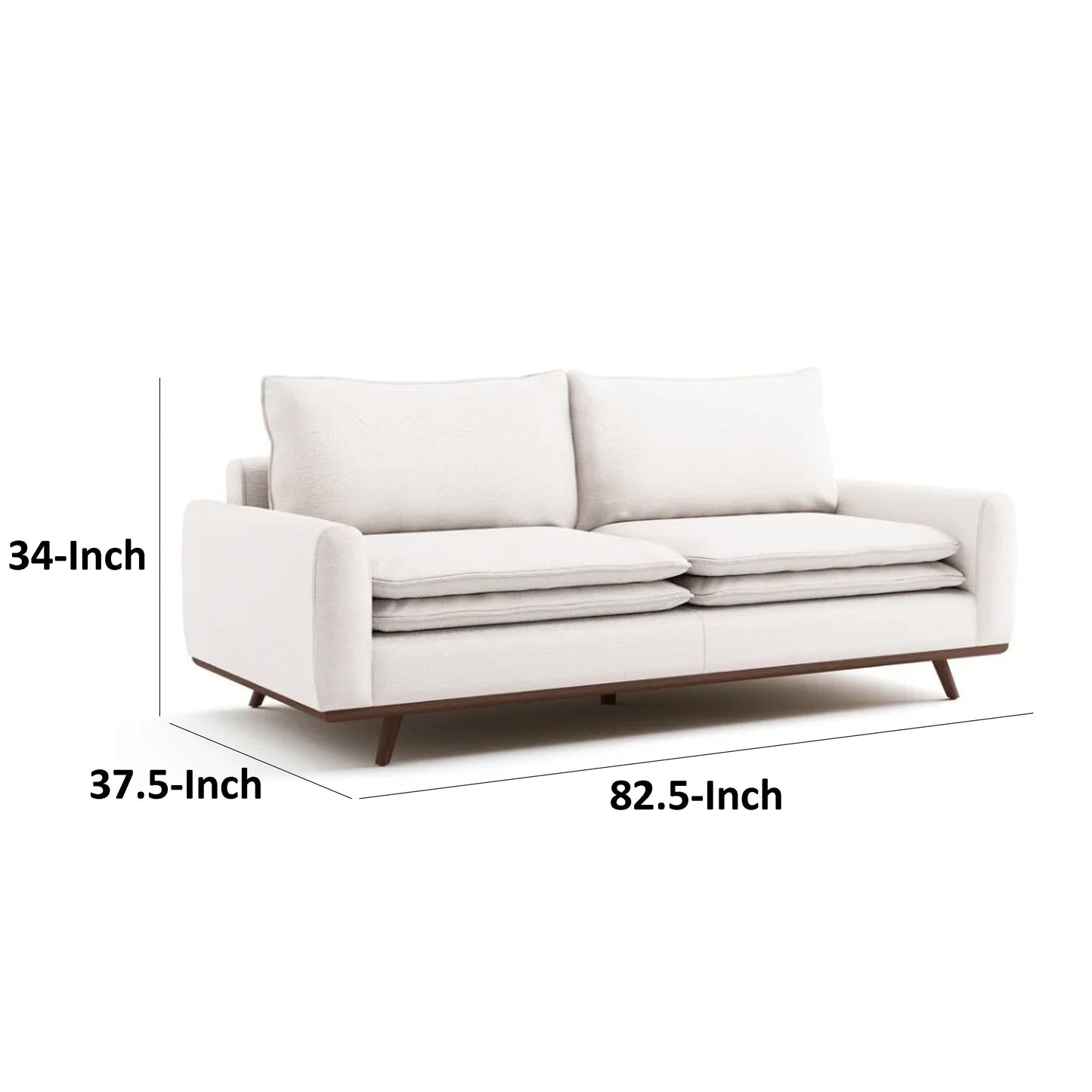 Divano Yaana con cuscini in misto piuma, legno marrone scuro, bianco, 83 pollici