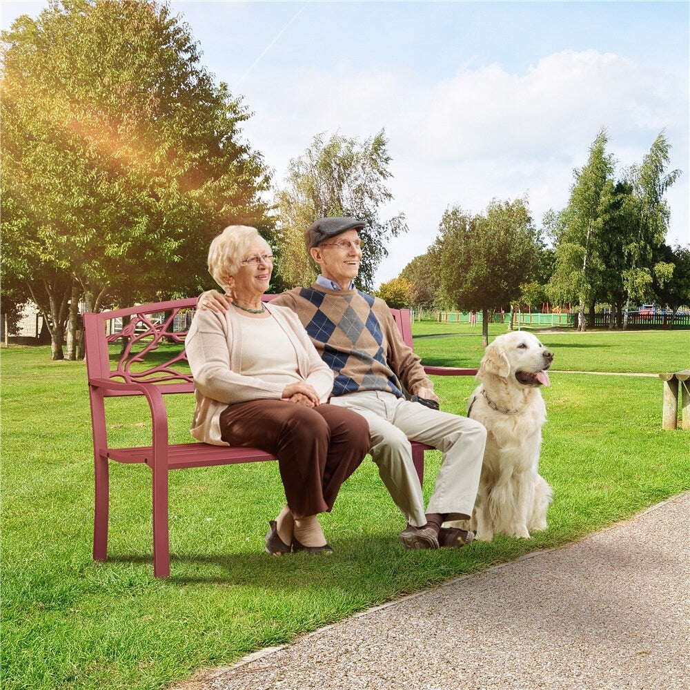 Panca da giardino Yaheetech per esterni, in metallo, per veranda - N/D