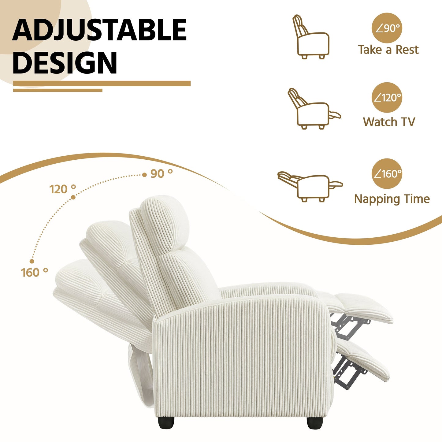 Poltrona reclinabile imbottita moderna regolabile Yaheetech con molle insacchettate per soggiorno