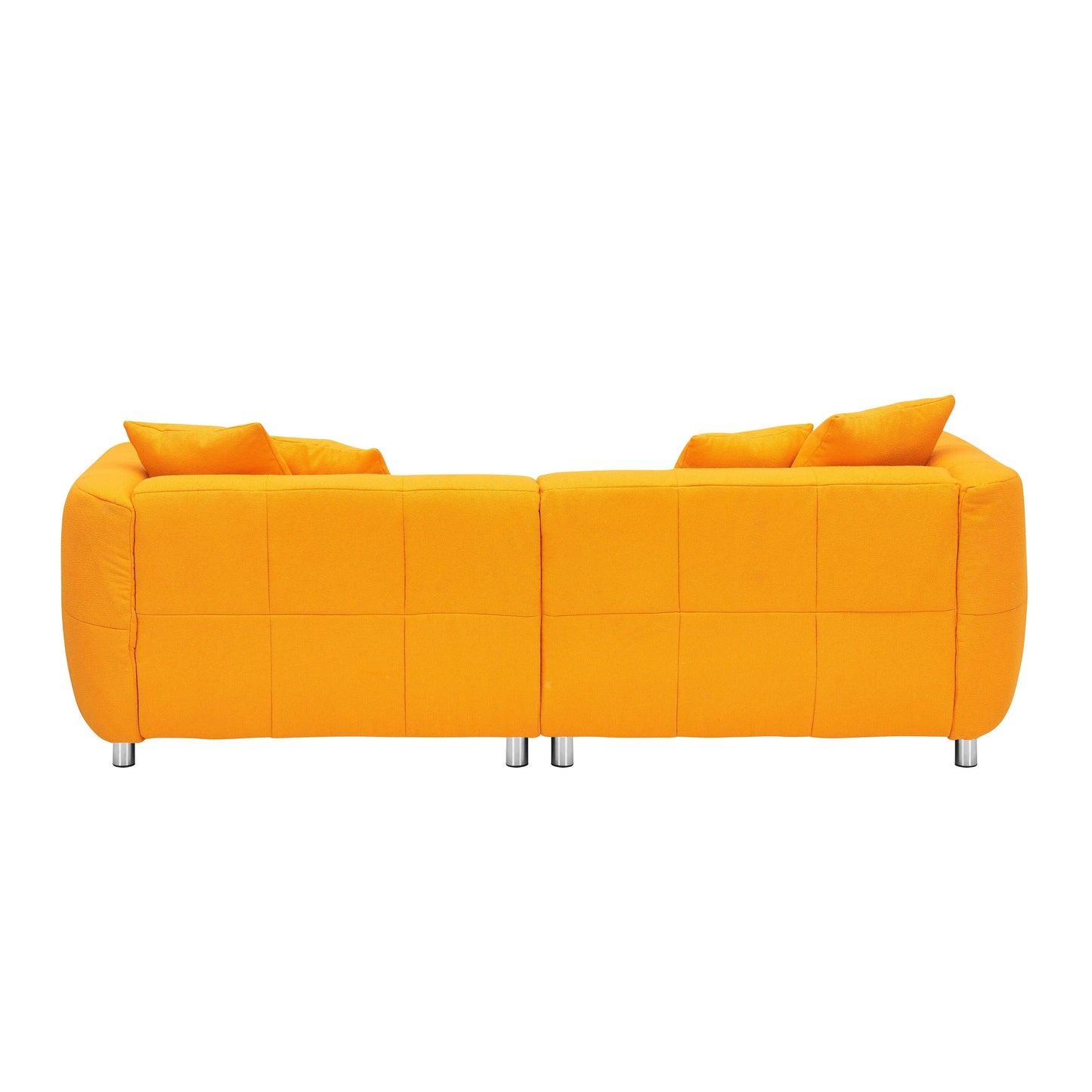 Divano a 3 posti in cotone e lino giallo 89 con gambe in metallo e struttura in legno massello per soggiorno