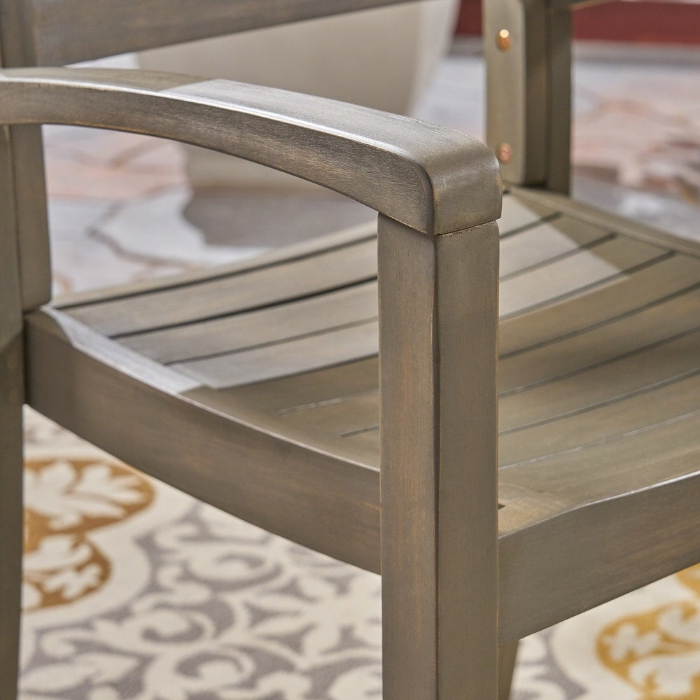 Set da pranzo quadrato da esterno York Acacia Wood da 5 pezzi di Christopher Knight Home