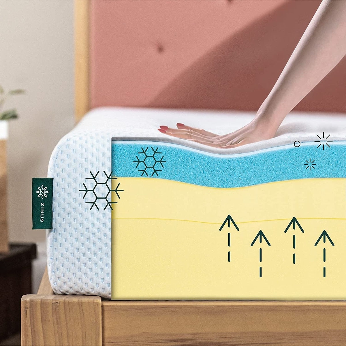 Materasso in memory foam con gel rinfrescante al tè verde ZINUS da 10 pollici, schiuma di gel rinfrescante, allevia la pressione, certificato CertiPUR-US