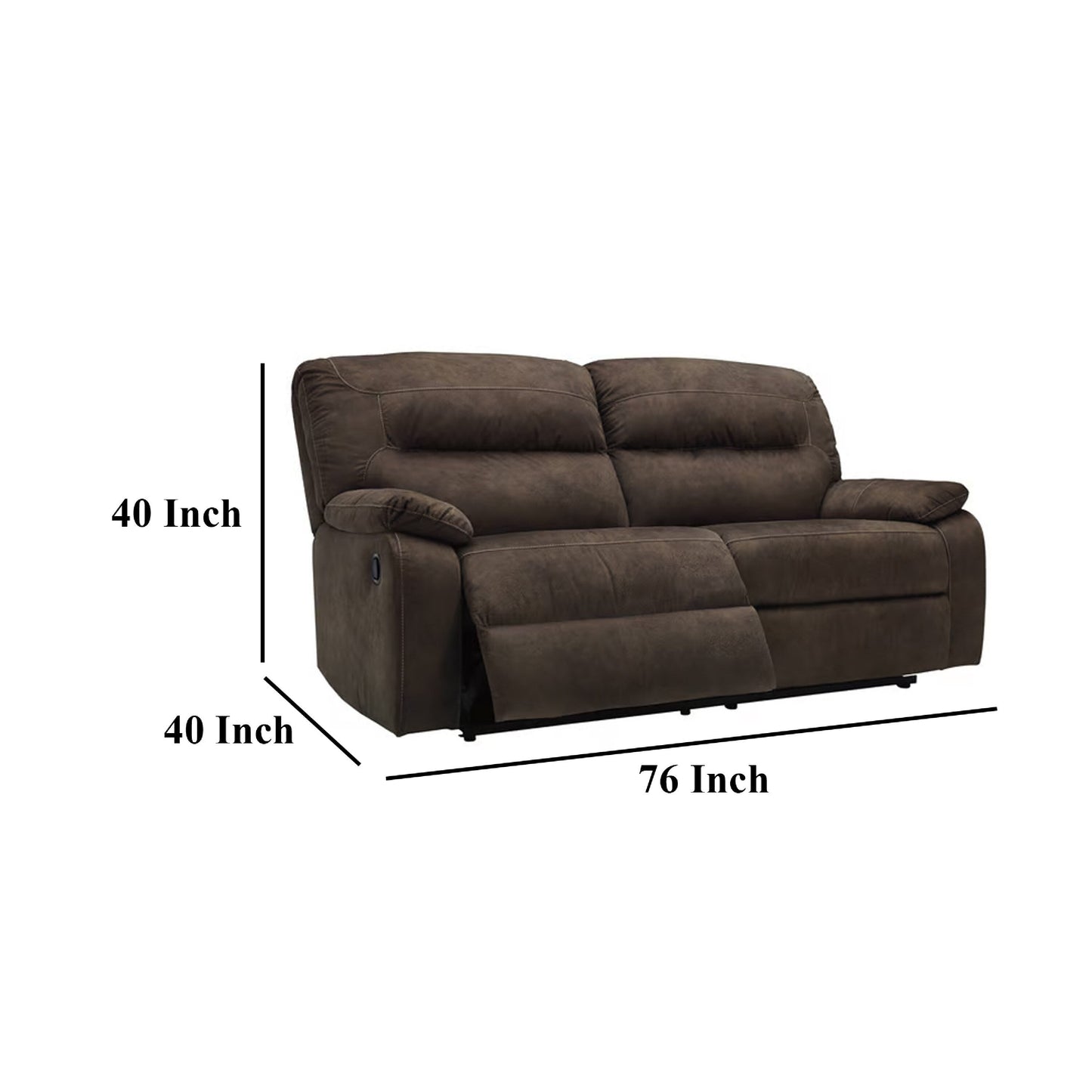Divano reclinabile manuale a 2 posti Zano, in similpelle marrone caffè, 76 pollici