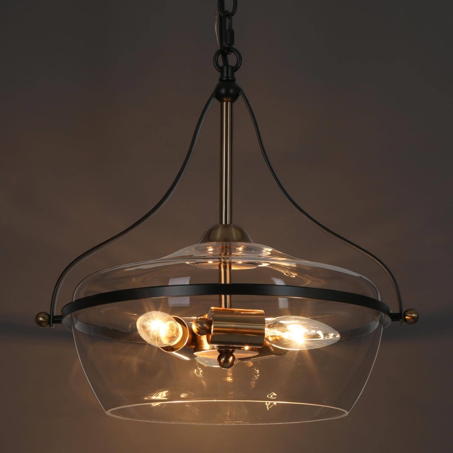 Lampadario Zelena Modern Farmhouse in vetro nero e oro a 3 luci per isola cucina sala da pranzo