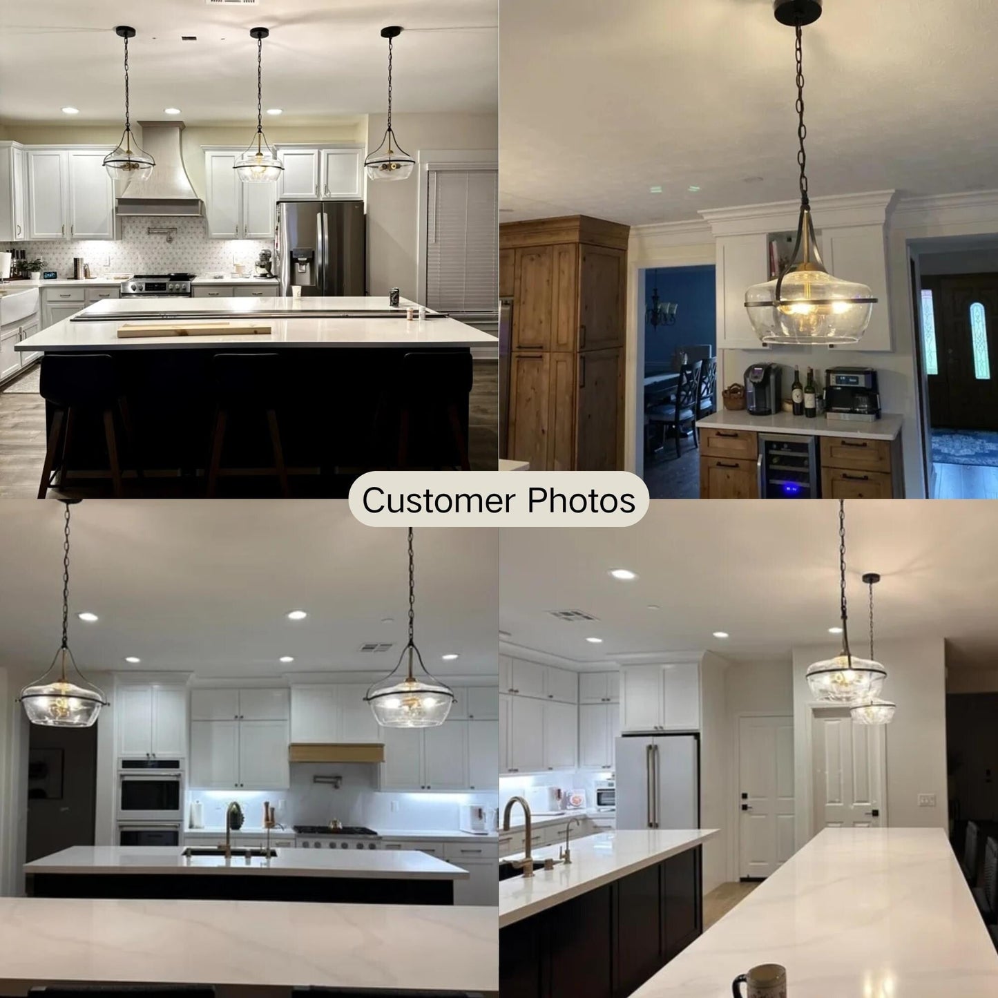 Lampadario Zelena Modern Farmhouse in vetro nero e oro a 3 luci per isola cucina sala da pranzo