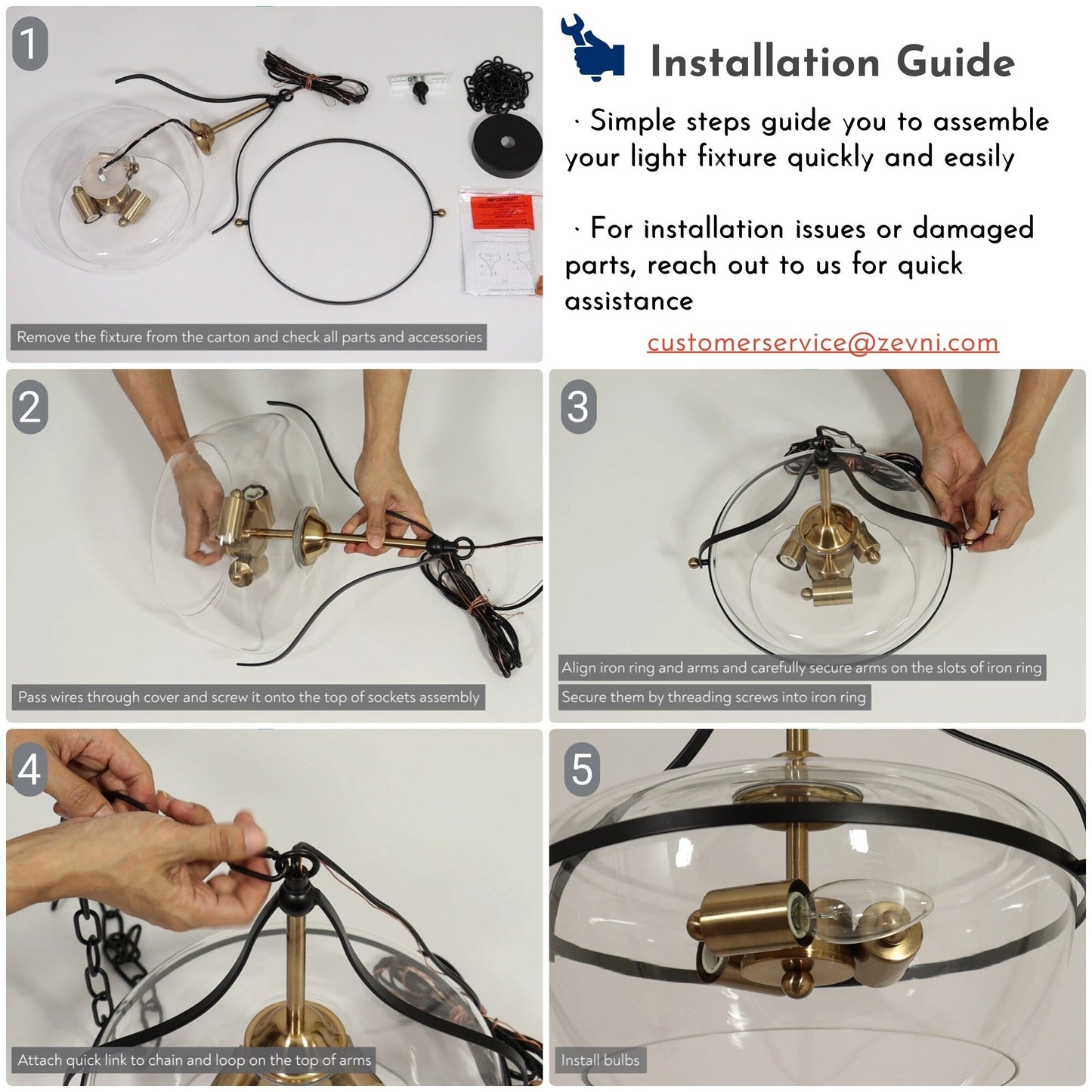 Lampadario Zelena Modern Farmhouse in vetro nero e oro a 3 luci per isola cucina sala da pranzo