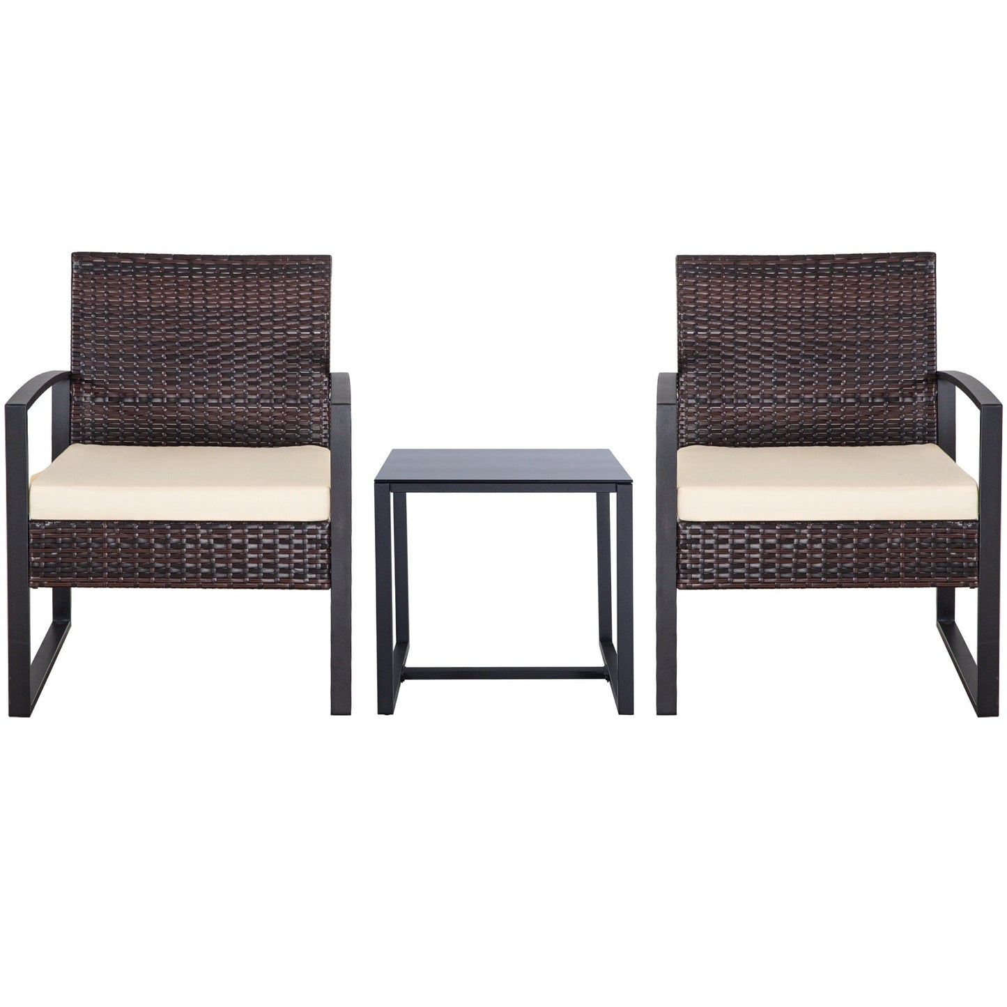 Set da giardino Zenova da 3 pezzi, tavolo e sedie in vimini, set da 2, mobili da balcone in rattan resistenti alle intemperie