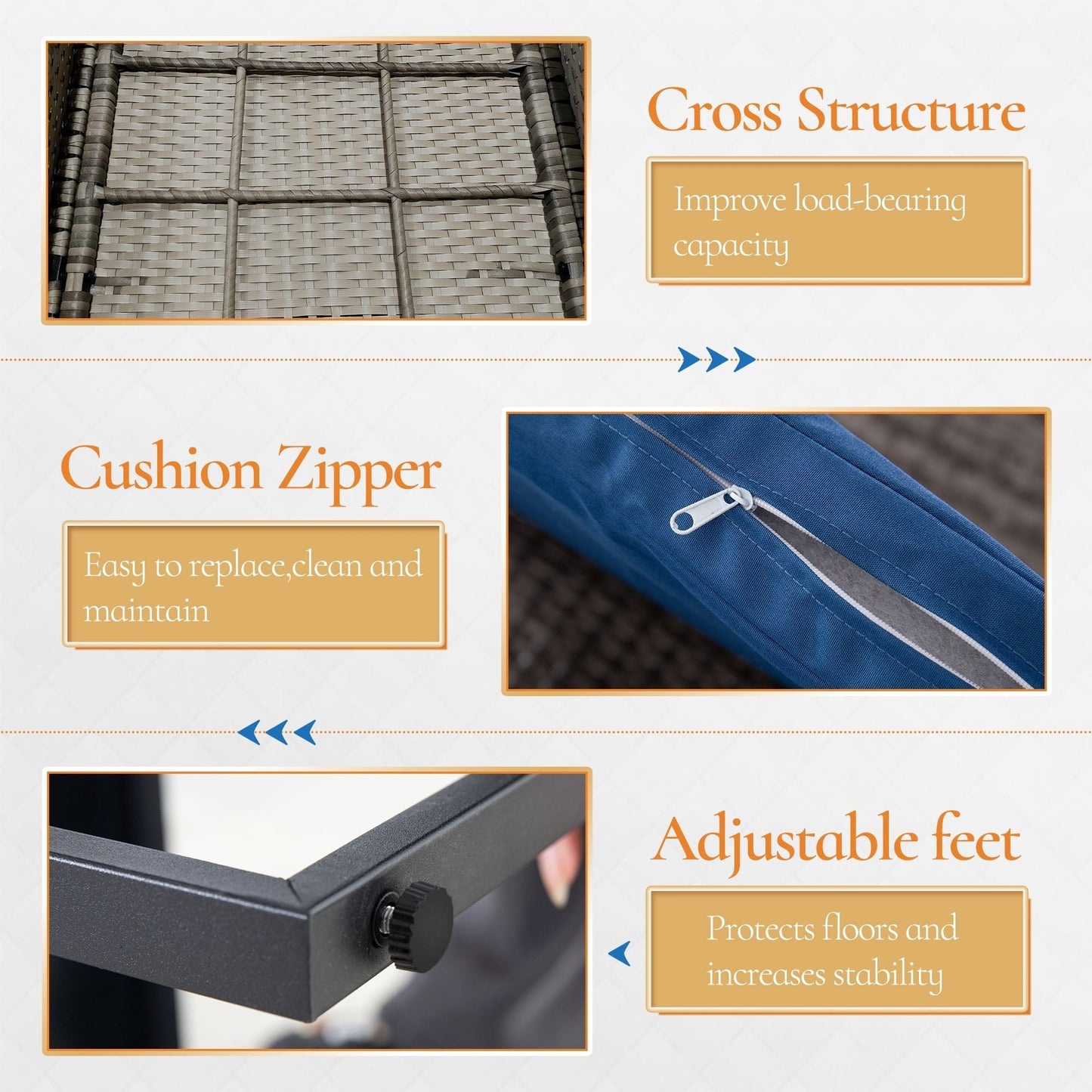 Set da giardino Zenova da 3 pezzi, tavolo e sedie in vimini, set da 2, mobili da balcone in rattan resistenti alle intemperie