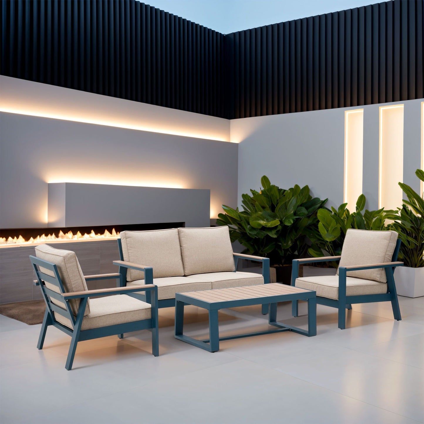 Set da conversazione per patio in alluminio Zenova, set di divani da esterno