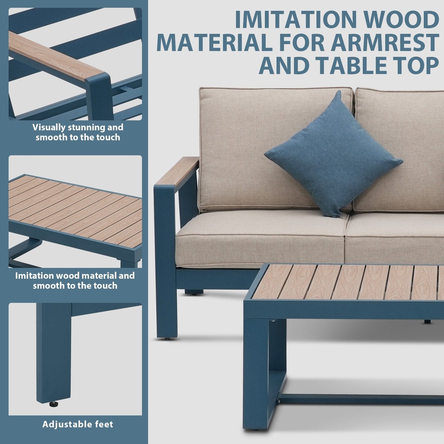 Set da conversazione per patio in alluminio Zenova, set di divani da esterno