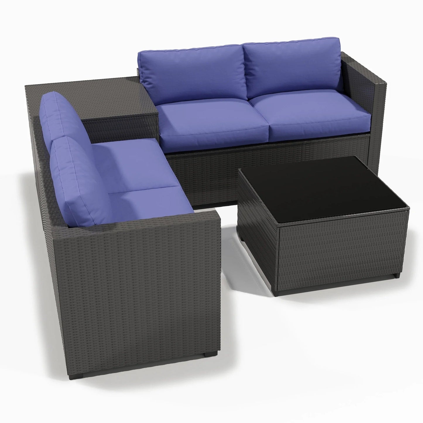 Set da conversazione per patio Zenova, sedie in vimini e rattan, set di divani, mobili da giardino