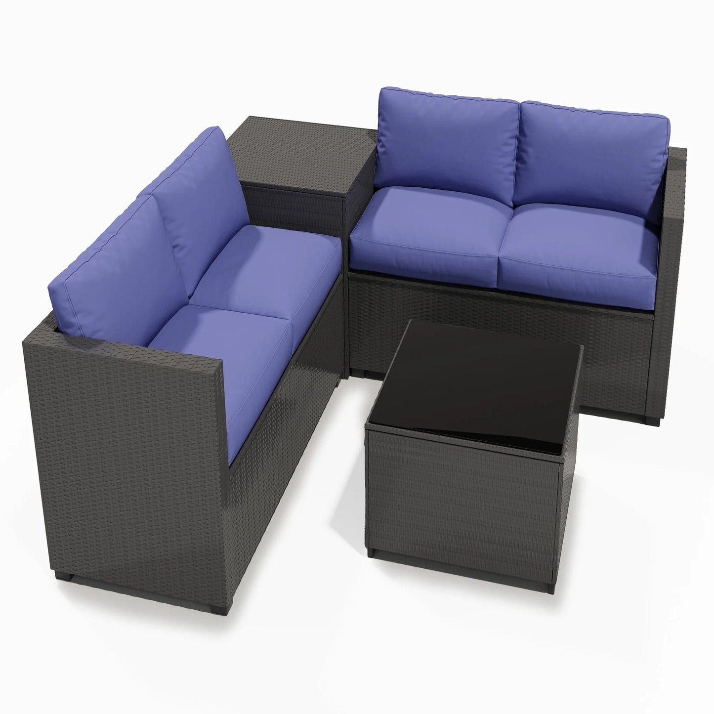 Set da conversazione per patio Zenova, sedie in vimini e rattan, set di divani, mobili da giardino