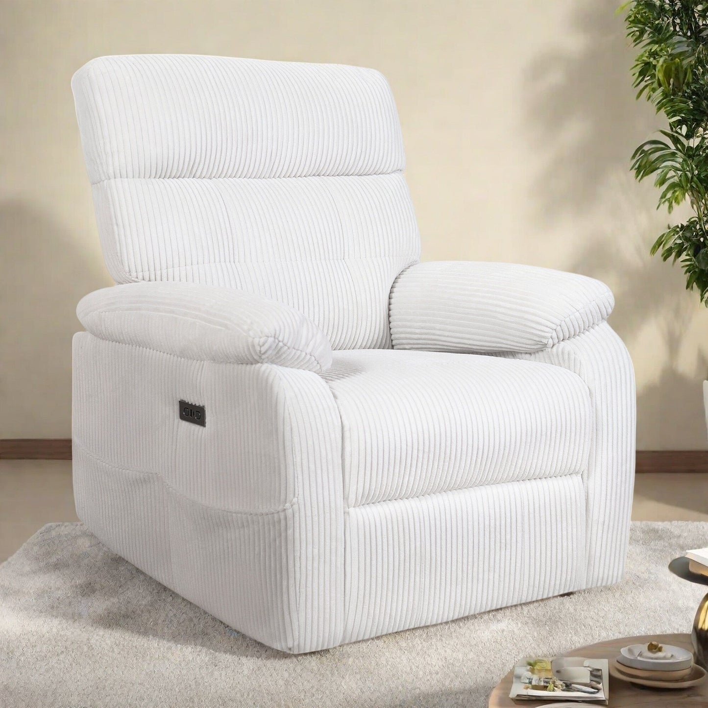 Poltrona reclinabile elettrica Zero Gravity con porta USB, schienale e poggiapiedi regolabili elettricamente, design ergonomico