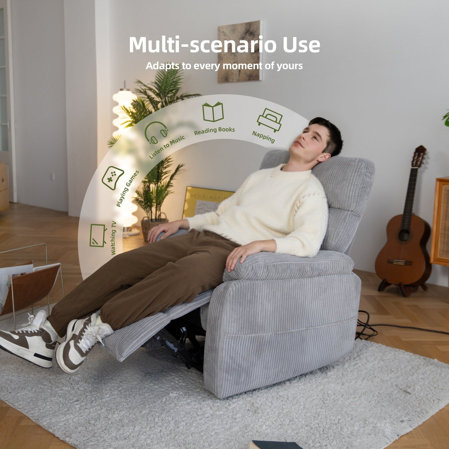 Poltrona reclinabile elettrica Zero Gravity con USB e design ergonomico