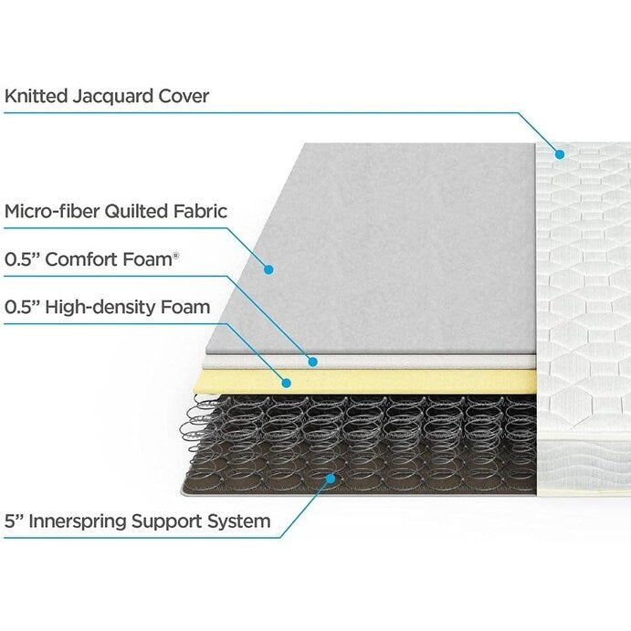 Materasso ibrido Zinus in schiuma e molle da 6 pollici, set da 2 pezzi per letti a castello, materassi in scatola, letti estraibili, divani letto