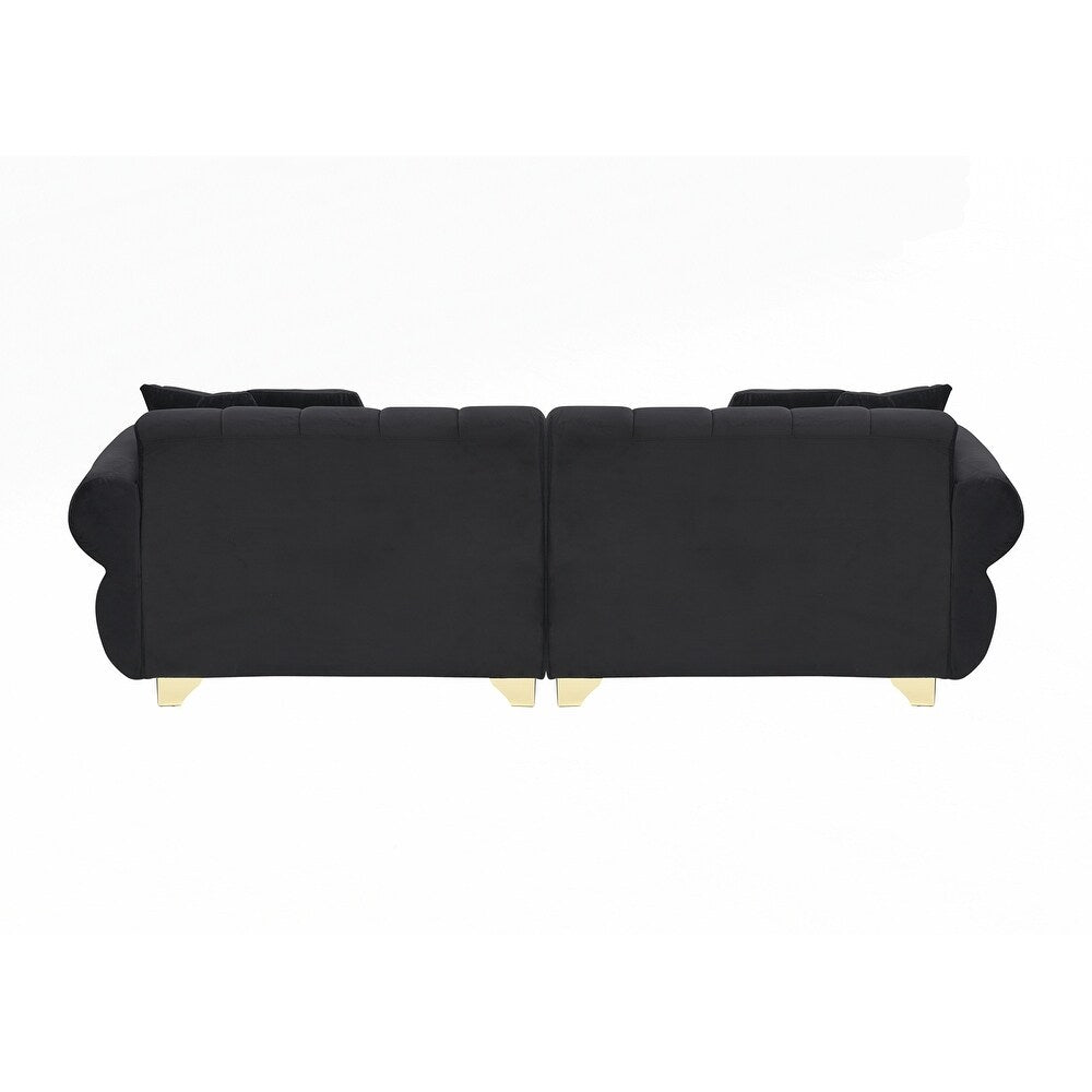 Cuscini per divano avvolti in molle con eleganti piedini in metallo e 4 cuscini decorativi