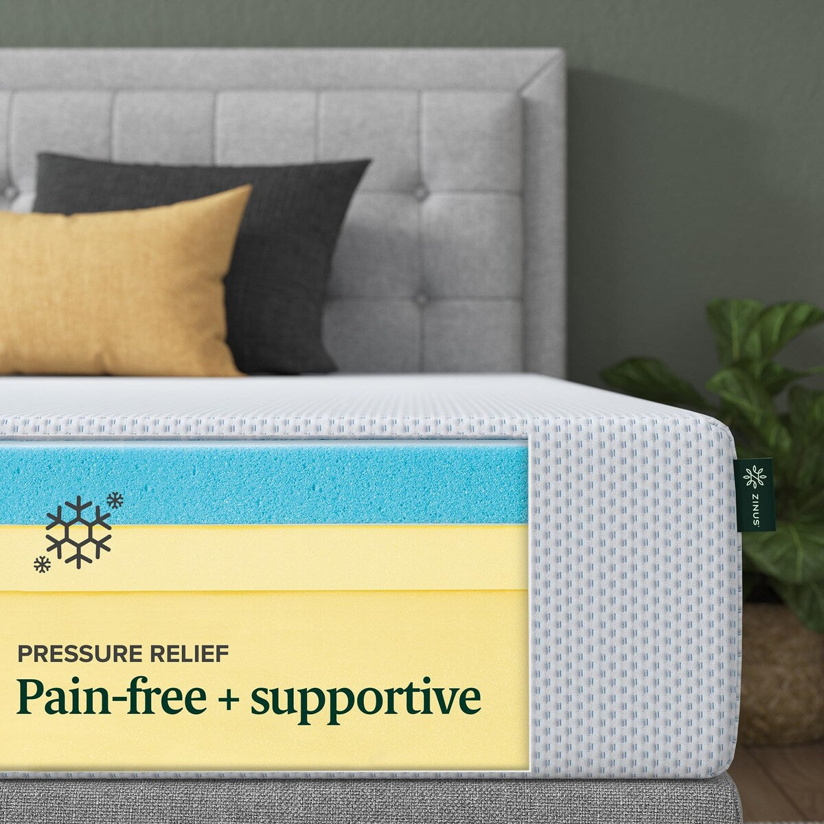 Materasso in memory foam con gel rinfrescante al tè verde da 10 pollici, senza fibra di vetro, schiuma di gel rinfrescante, allevia la pressione, letto in scatola, king size