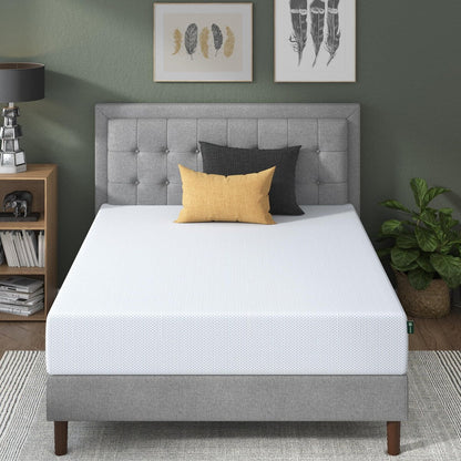 Materasso in memory foam con gel rinfrescante al tè verde da 10 pollici, senza fibra di vetro, schiuma di gel rinfrescante, allevia la pressione, letto in scatola, king size