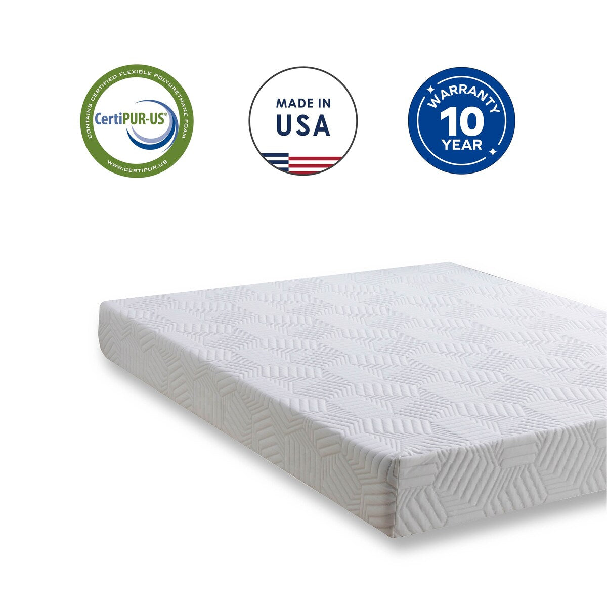 Materasso in memory foam Queen Gel da 10 pollici, bianco, infuso di tè verde e gel rinfrescante