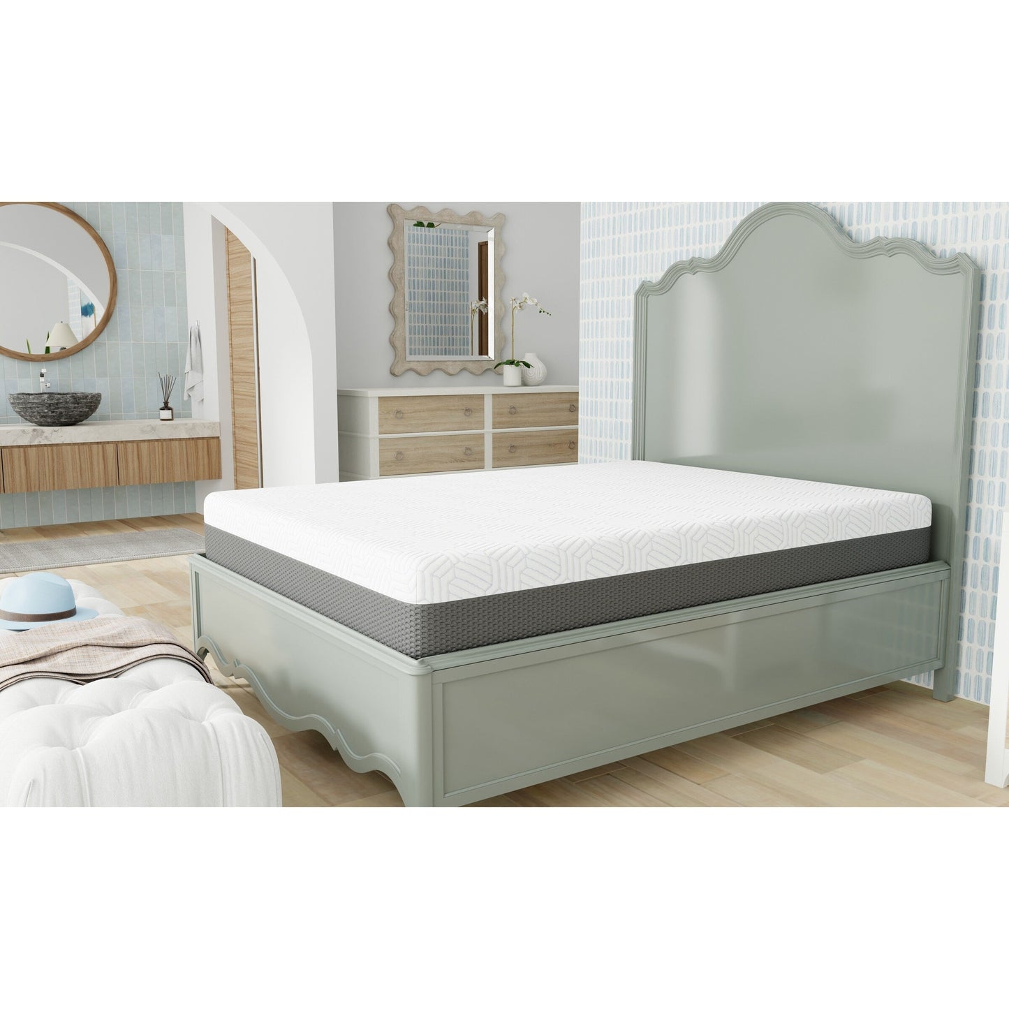 Materasso Queen da 10 pollici, medio-rigido, con fodera rinfrescante