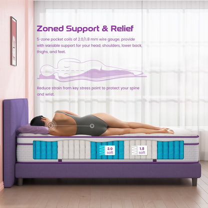 Materasso ibrido in memory foam da 10 pollici per letto singolo/matrimoniale/queen size, materasso Euro Top in una scatola