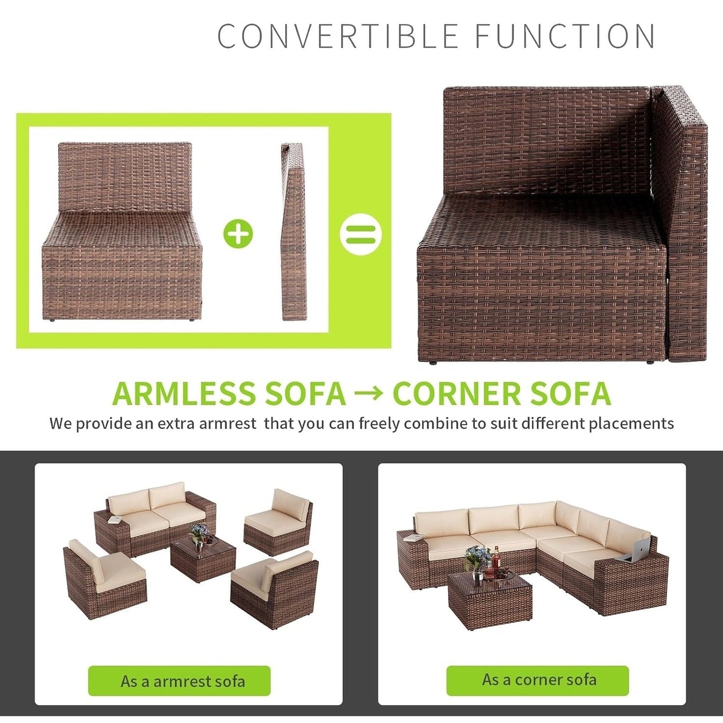 Set di 10 mobili da giardino con tavolo con braciere