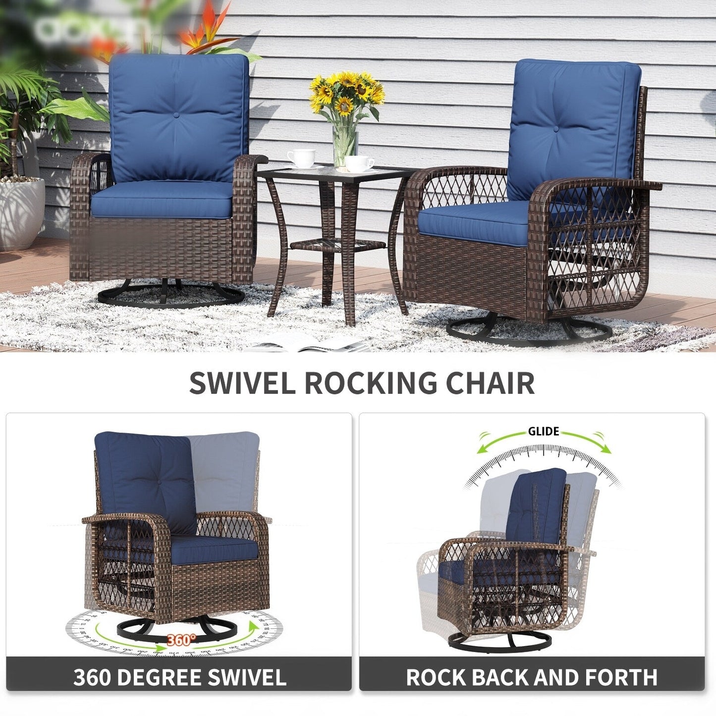 Set di 10 mobili da giardino con tavolo con braciere