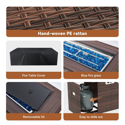 Set di 10 mobili da giardino con tavolo con braciere