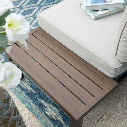 Set di divani componibili da giardino da 10 posti, struttura in acciaio con rivestimento E, set da conversazione con tavolino laterale incorporato, cuscino grigio