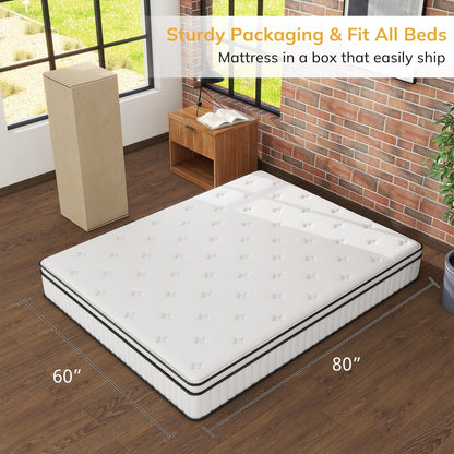 Materasso ibrido in schiuma e molle da 12 pollici, materasso con supporto durevole e sensazione di rigidità media, letto in una scatola